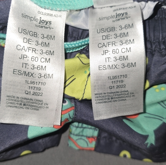 Carter's: Size: 3 to 6 months Swim trunks w/drawstring & Long sleeve Rash Guard - Picture 9 of 11